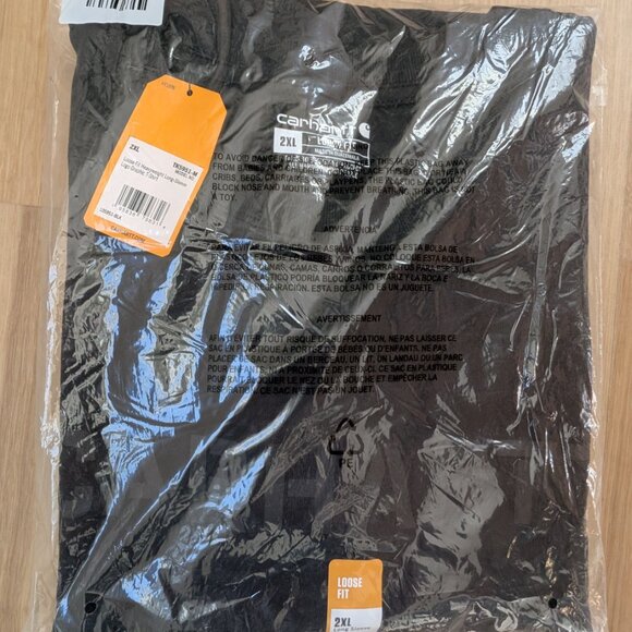 NWT Carhartt Loose Fit Logo Long Sleeve T Shirt 2XL Black Heavyweight - Picture 6 of 6